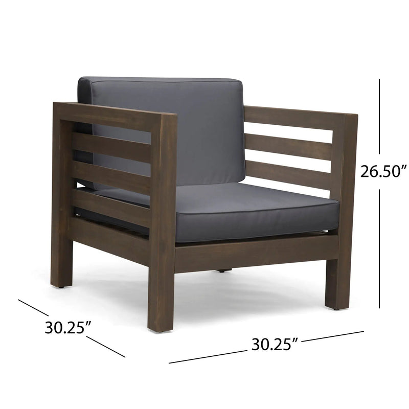 Outdoor Acacia Wood Patio Chair With Fabric Cushion by HouseOfZazla