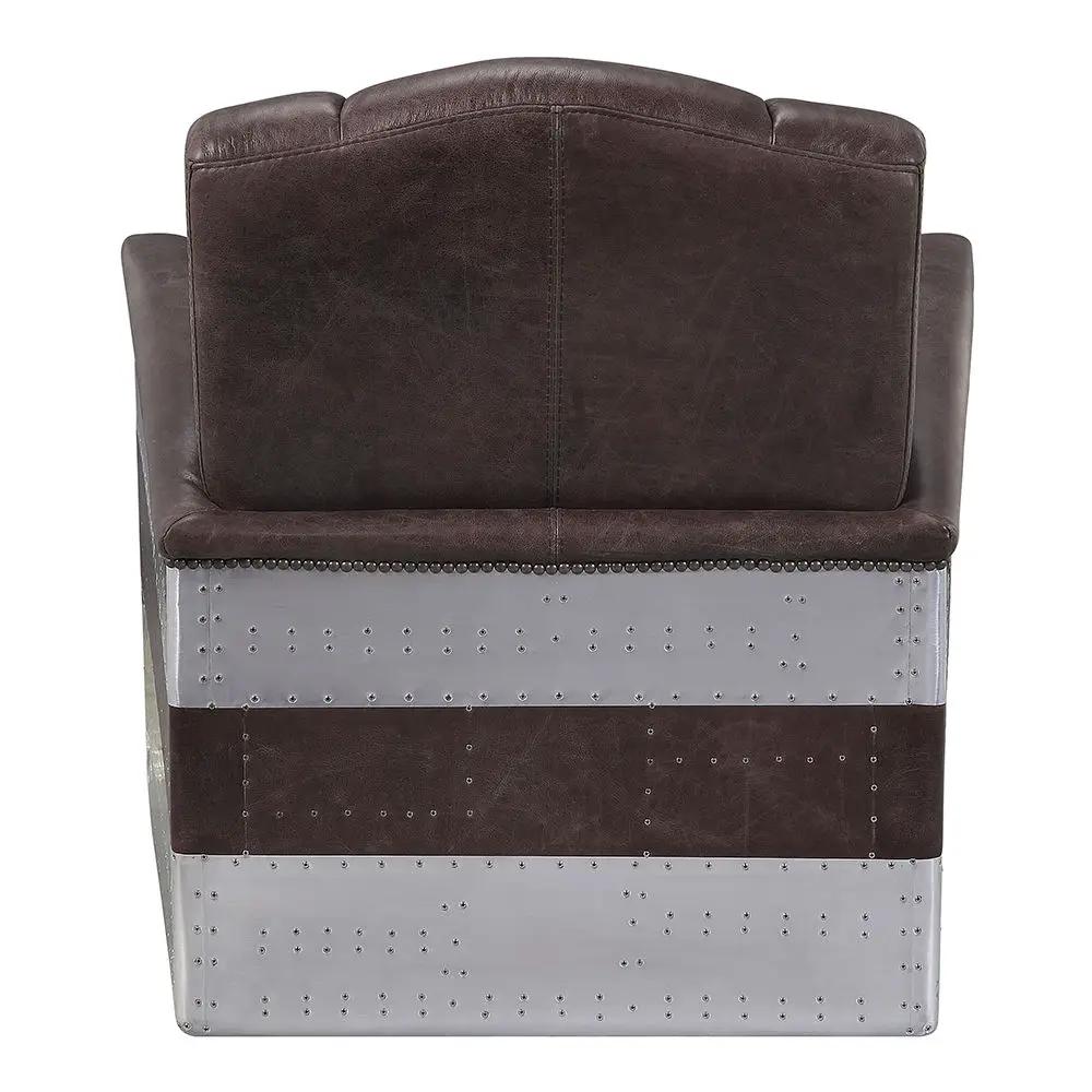 Brancaster - Accent Chair - Retro Brown Top Grain Leather & Aluminum by Unique Piece Furniture