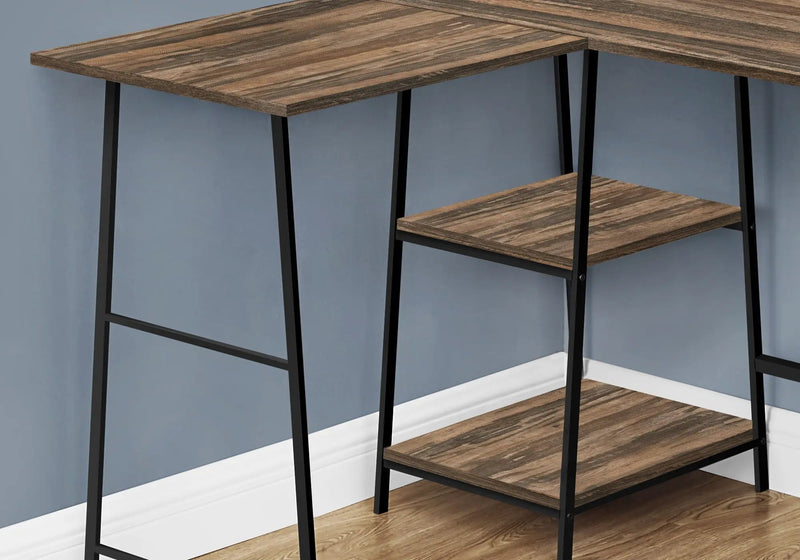 Computer Desk, Home Office, Corner, Storage Shelves, L-Shape, Work, Laptop, Contemporary, Modern - Brown by Unique Piece Furniture