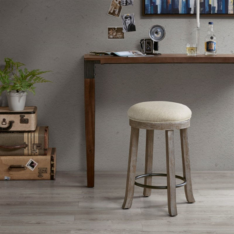 Swivel Counter Stool with 360-Degree Swivel Seat - Cream / Reclaimed Gray, photo 3 of 6