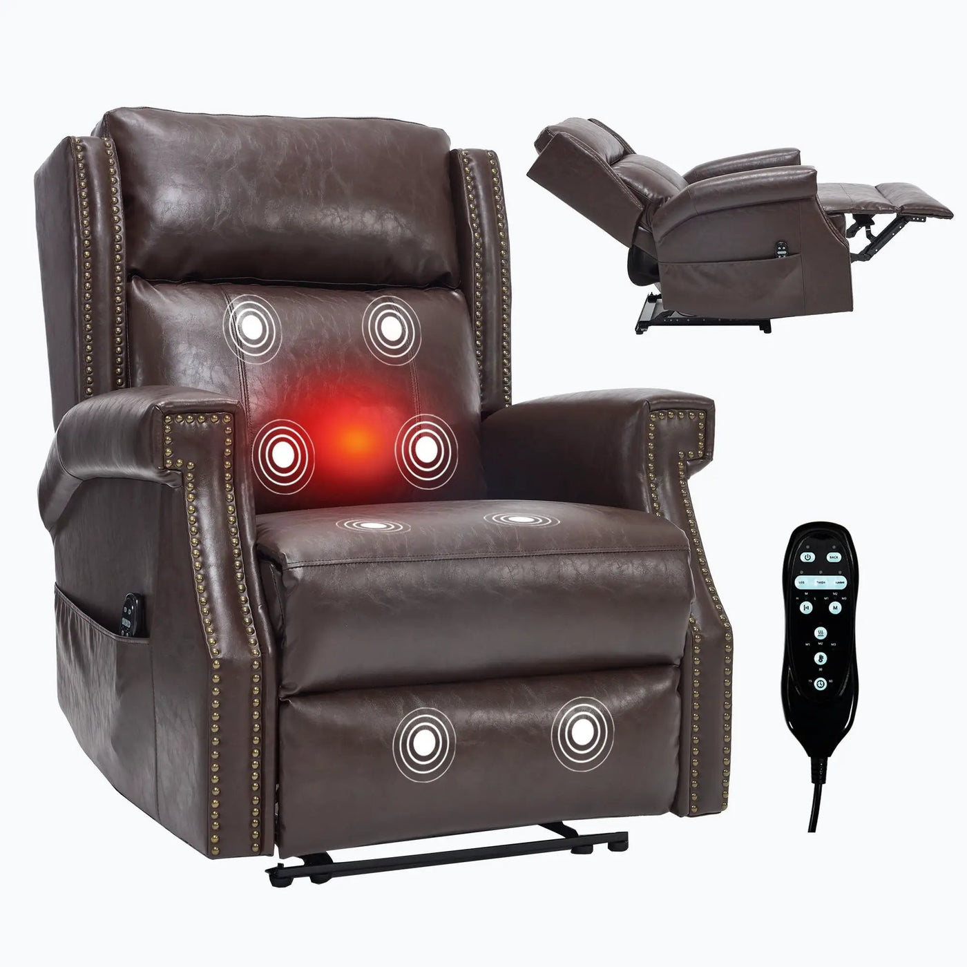 Manual Recliner Chair With Heavy Duty Motion Mechanism, 8 Vibrating Nodes And 3 Massage Modes For Living Room by HouseOfZazla