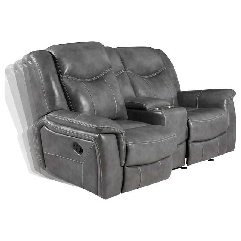 Conrad Upholstered Padded Arm Glider Loveseat Grey by Unique Piece Furniture