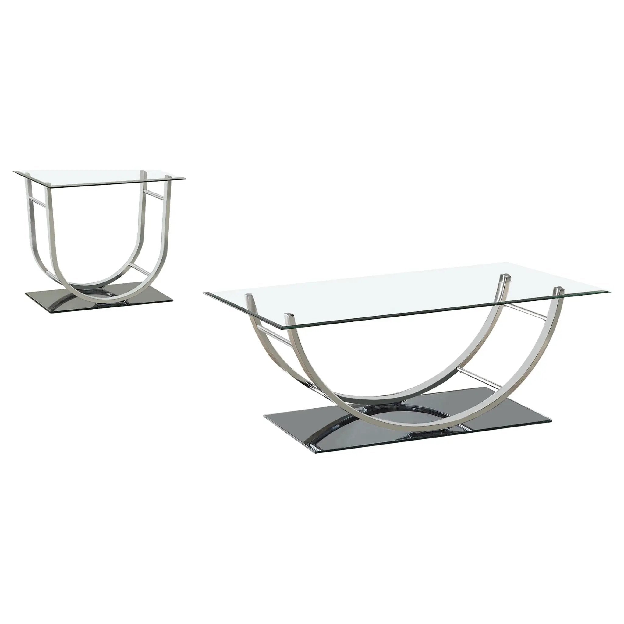 Danville 2-piece Glass Top Coffee and End Table Set Chrome by Unique Piece Furniture