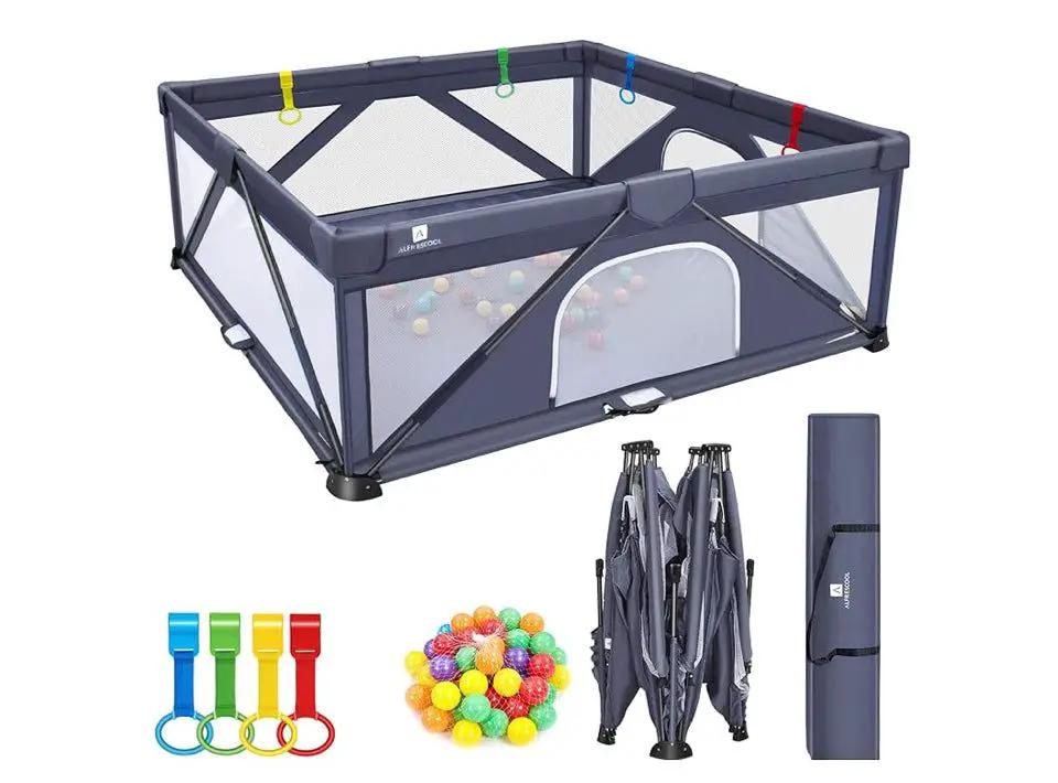Foldable Baby Gate Playpen, 71"x71"(35 sq. ft Space), Extra Large Playards for Toddler, Kids Activity Center for Home Travel by Selzalot