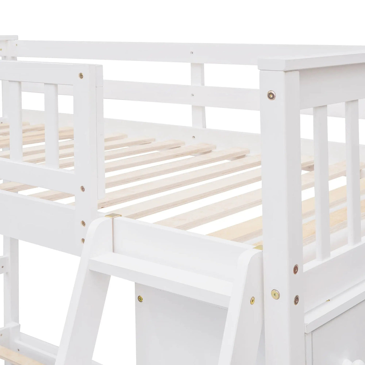 Bunk Bed With 6 Drawers And Flexible Shelves, Bottom Bed With Wheels by HouseOfZazla