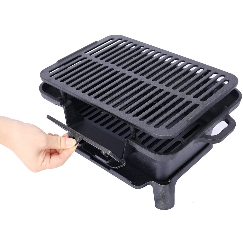 Oval Cast Iron Grill Outdoor Portable Charcoal Tabletop Skillet by HouseOfZazla