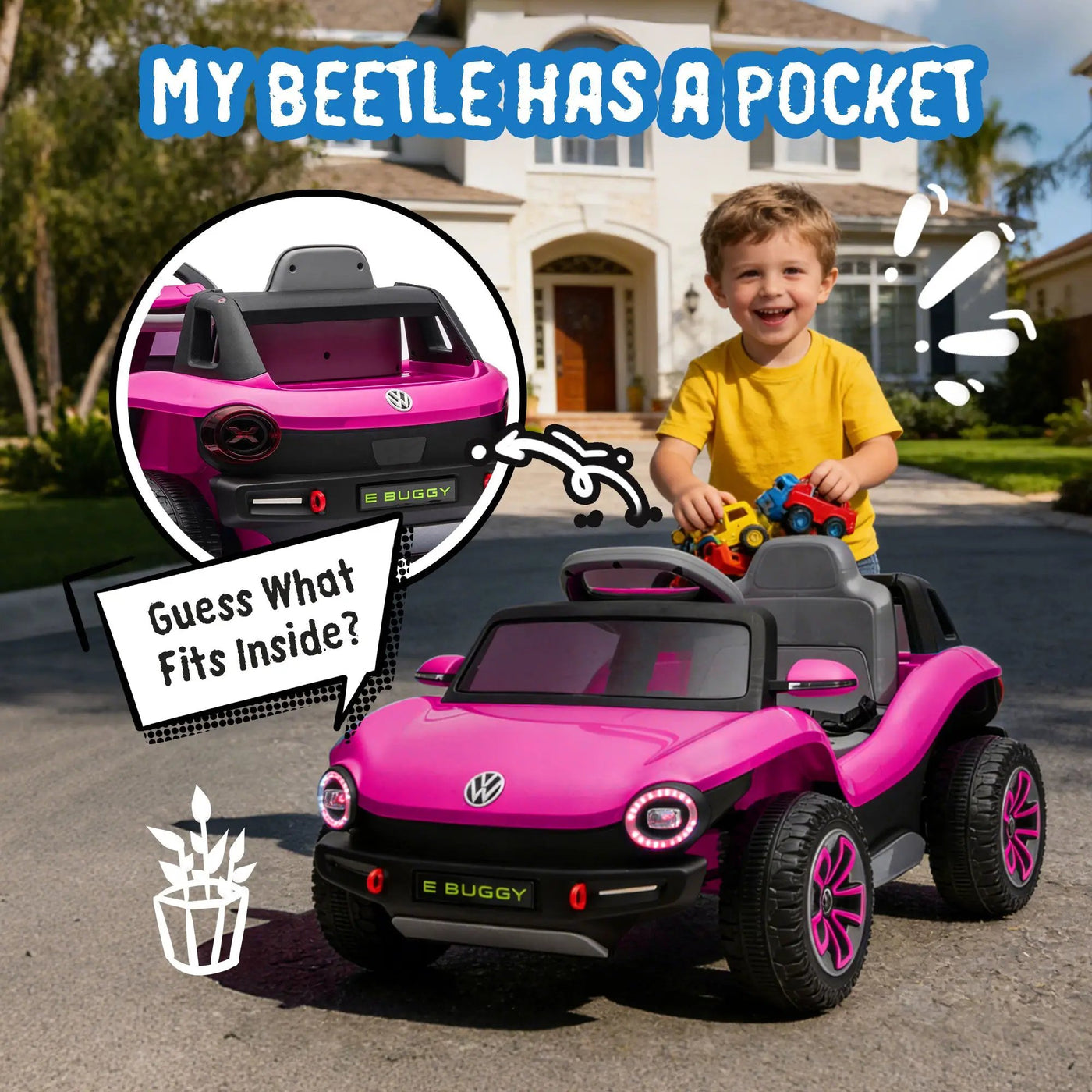 12V Licensed Volkswagen Beetle Kids Ride-On Electric Car by HouseOfZazla