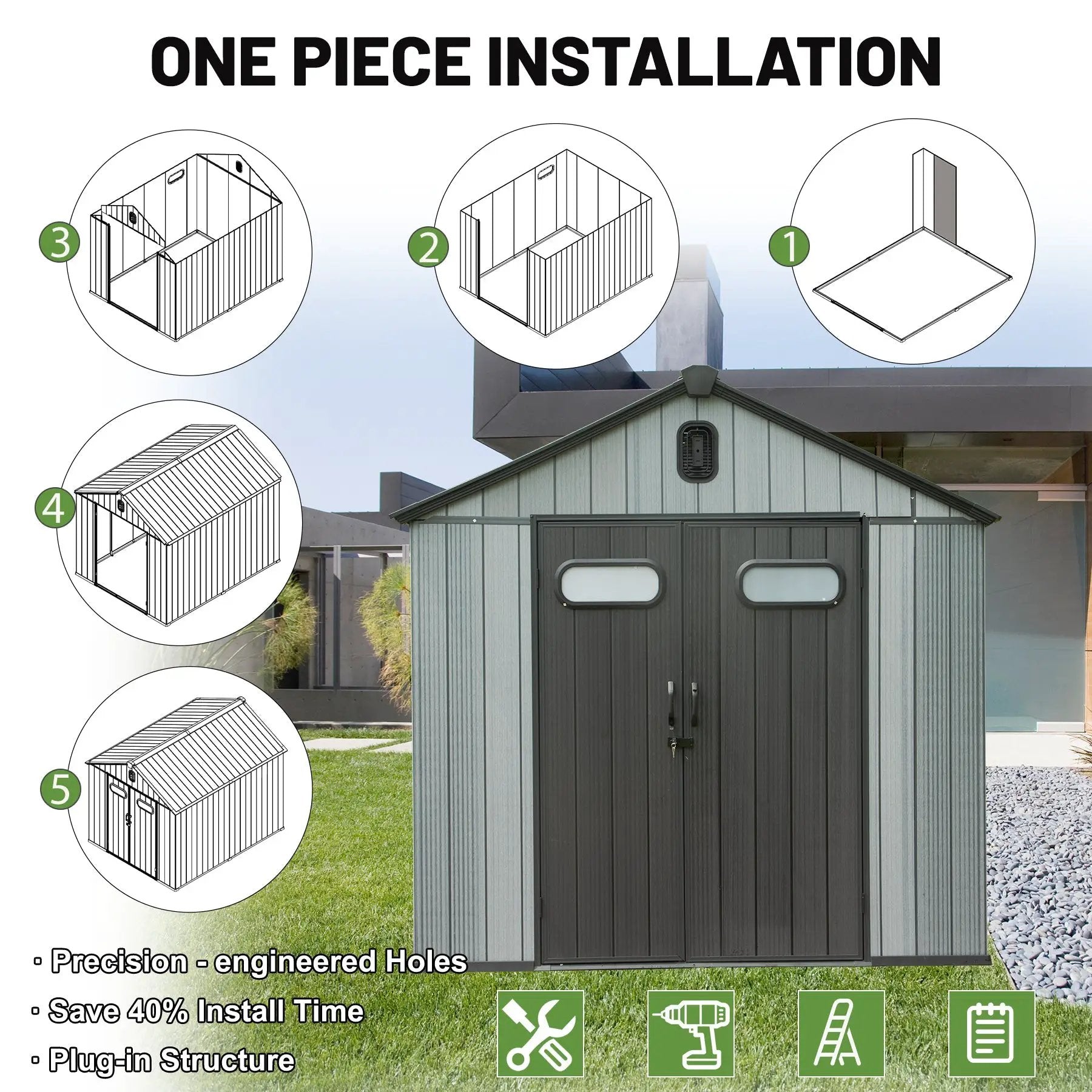 8X10FT Outdoor Resin Storage Shed by HouseOfZazla