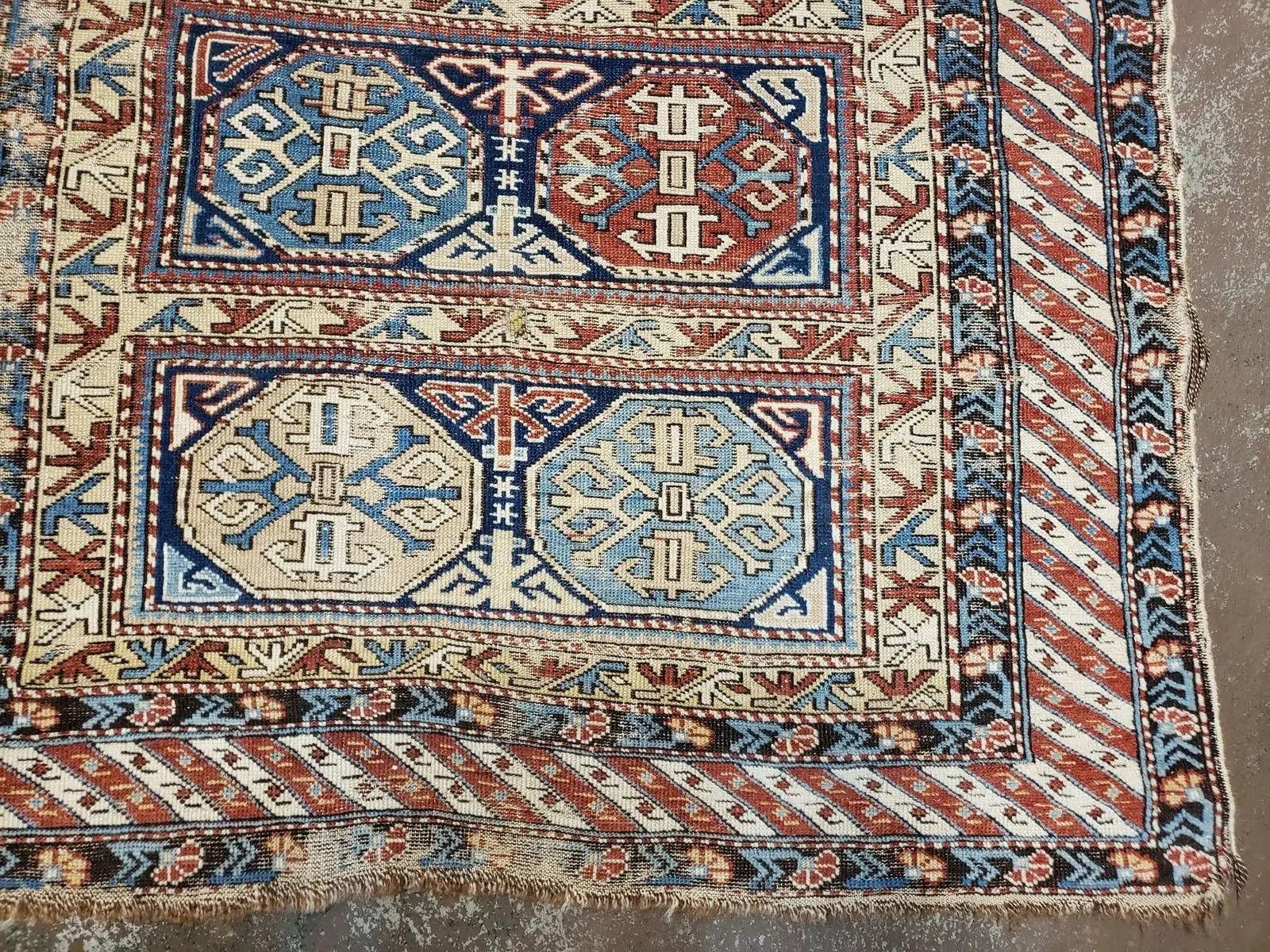Antique Caucasian Rug 3x5, Shirvan Kazak Tribal Carpet by Jewel Rugs