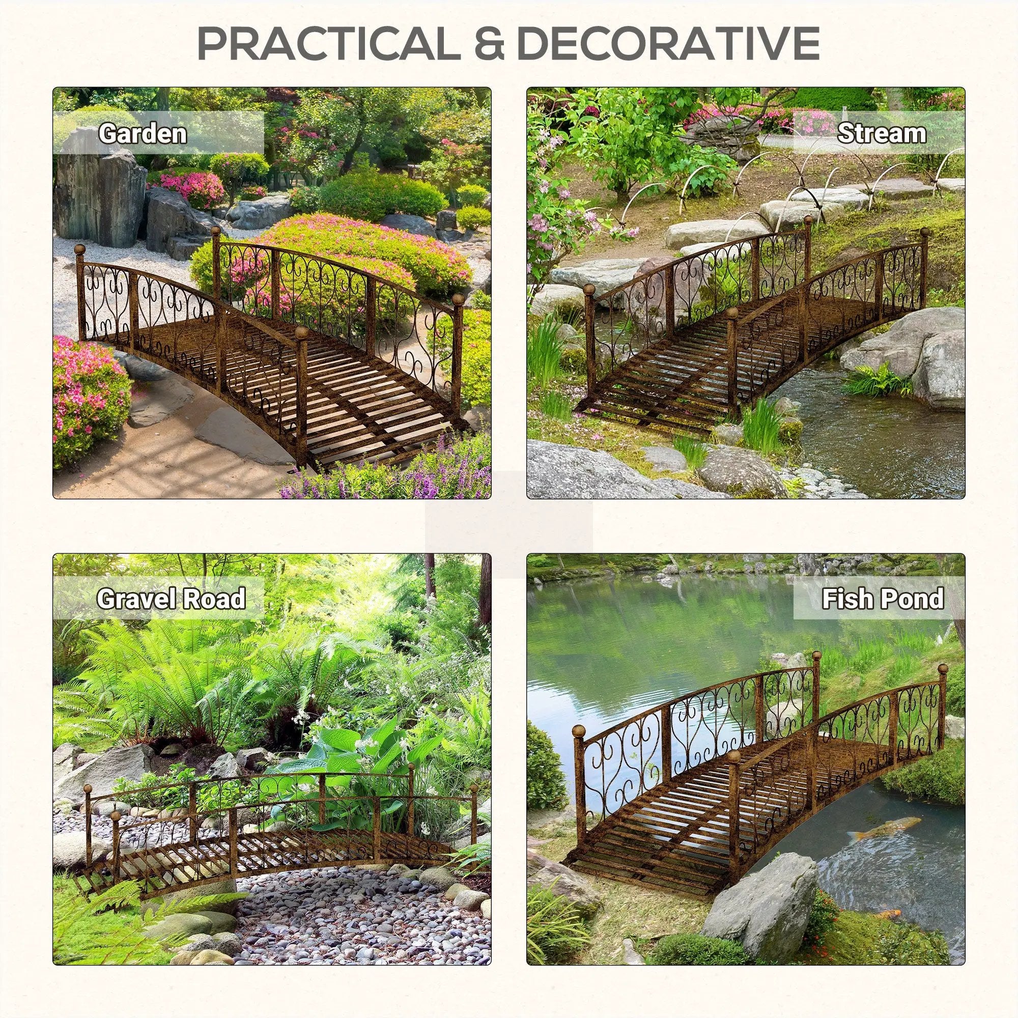 Outsunny 7' Metal Arch Garden Bridge with Safety Siderails by HouseOfZazla