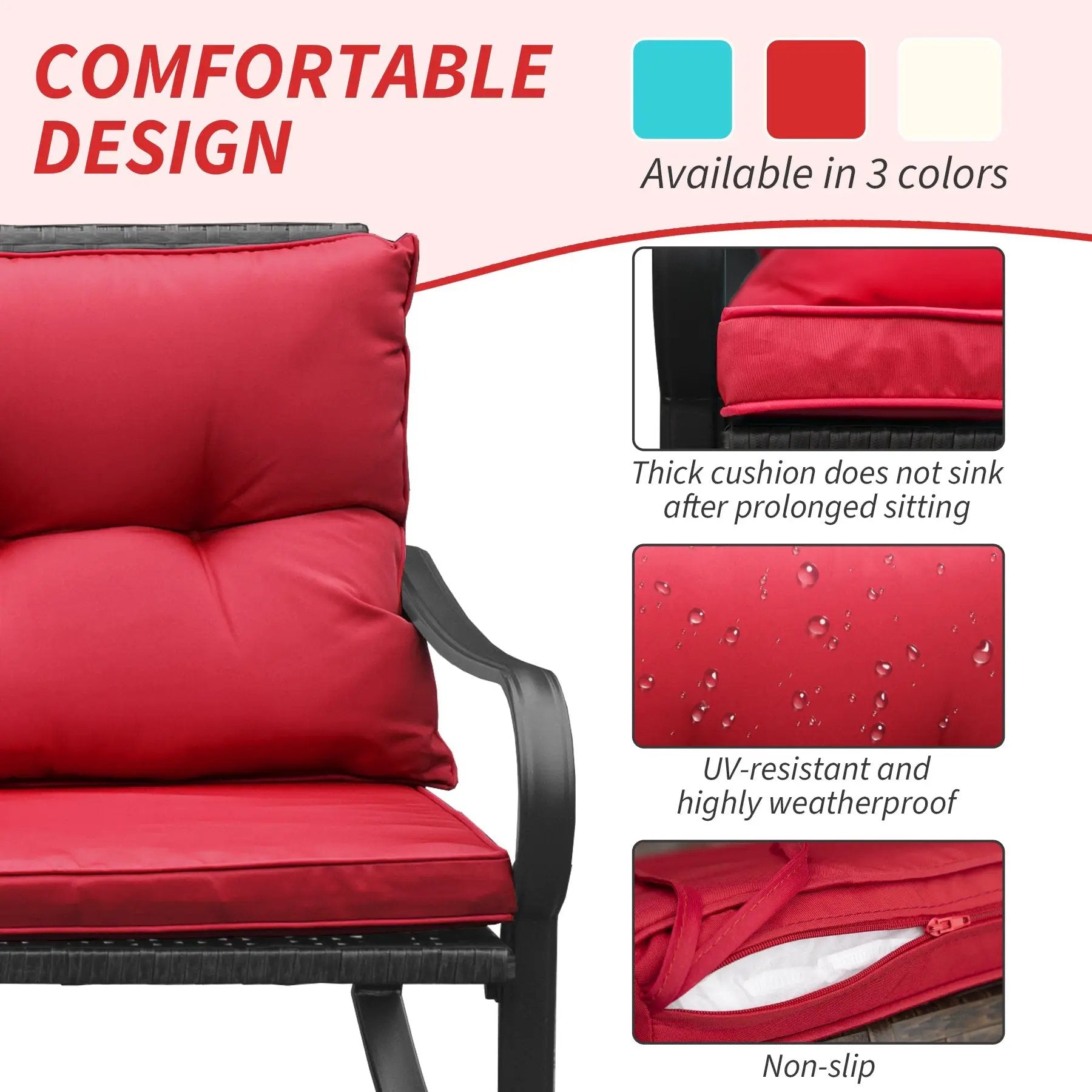 Metal 2-Person Outdoor Patio Rocking Seating Group with Cushions by HouseOfZazla