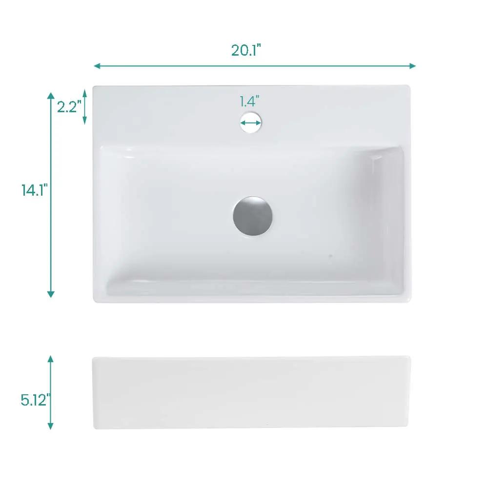 BB15-20Y-301 20"x14" Integrated Ceramic Bathroom Vanity Sink by HouseOfZazla