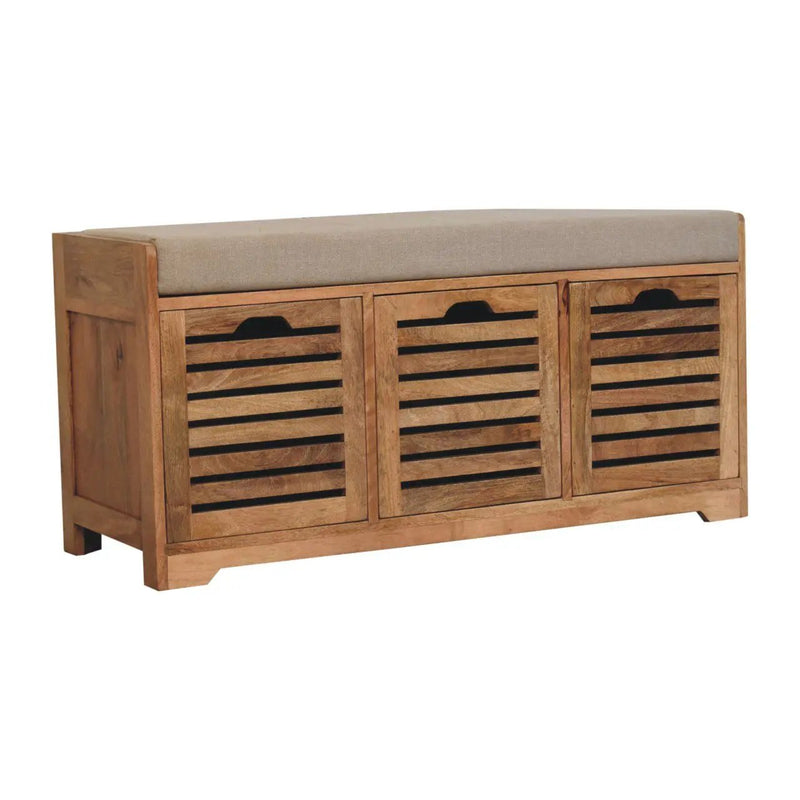 Shutter Shoe Bench, 3 Drawer - Oak by HouseOfZazla