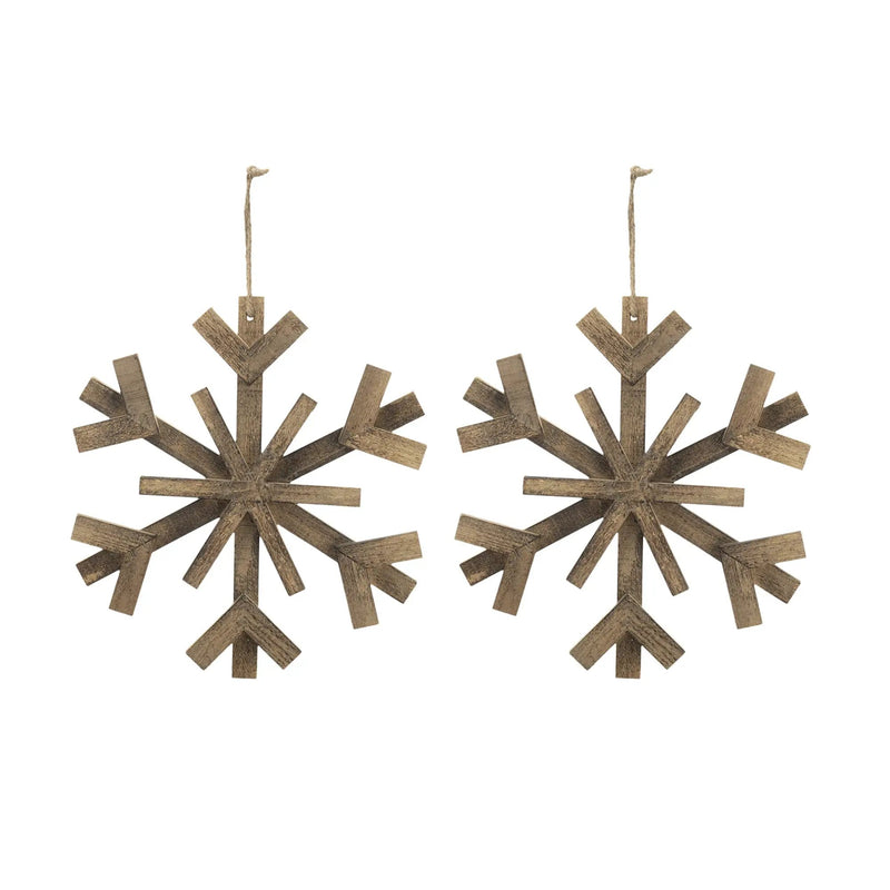 17.7" x 17.7" Large Fir Wood Snowflake Ornaments - Set of 2 by HouseOfZazla