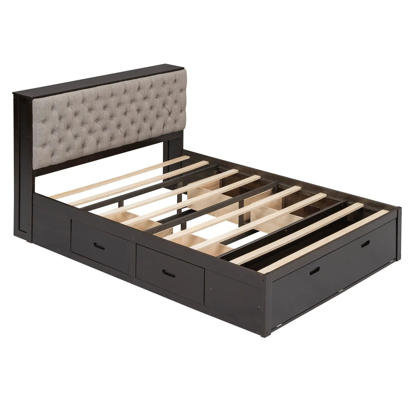 Platform Bed With Storage Headboard, Shoe Rack And 4 Drawers by HouseOfZazla