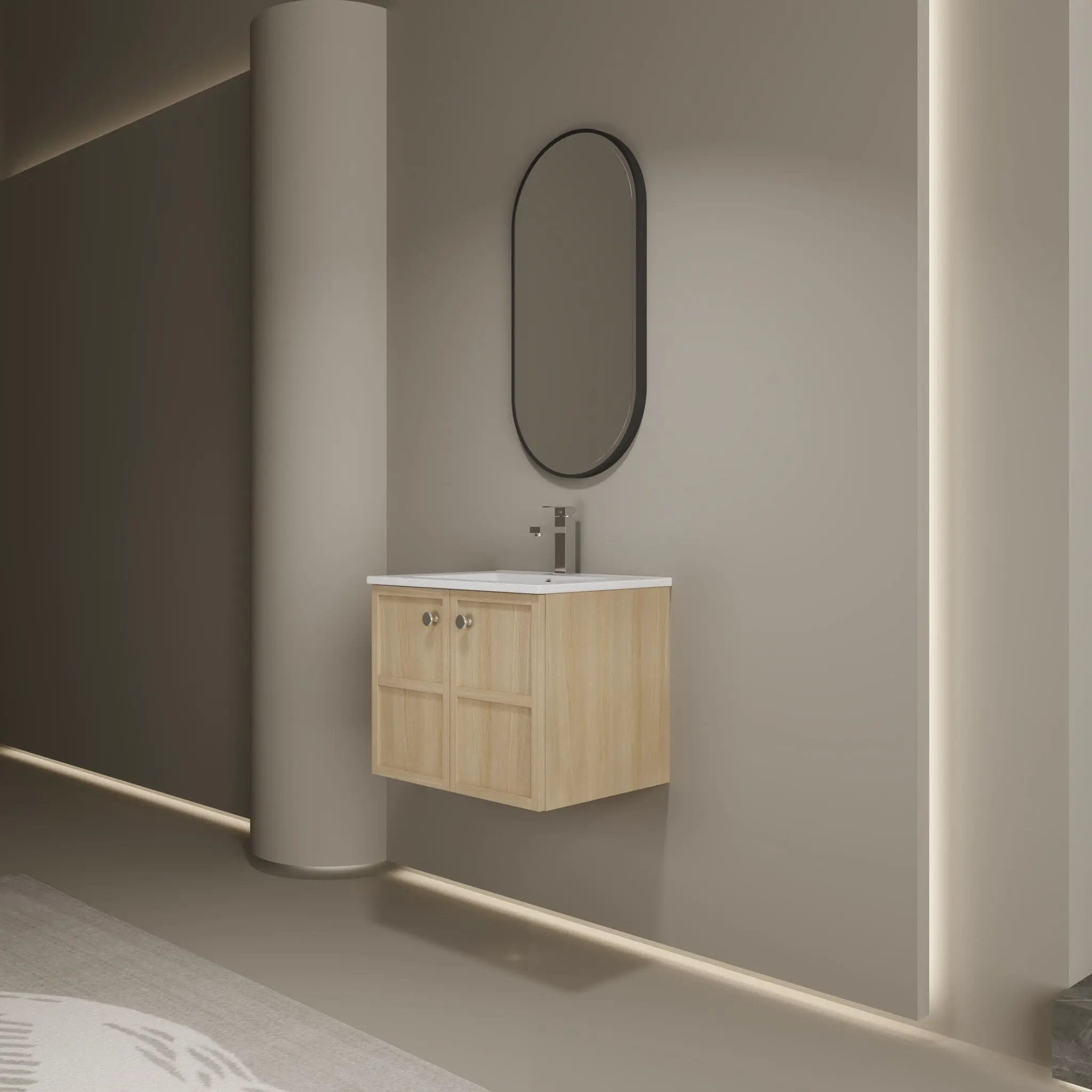 Wall Mounted Bathroom Vanity With Ceramic Sink And 2 Soft Closing Doors by Unique Piece Furniture