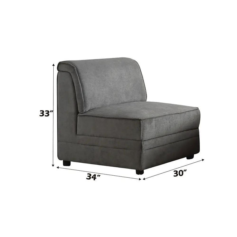 Bois - Modular Armless Chair - Gray Velvet by Unique Piece Furniture