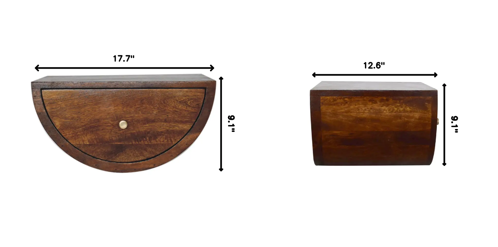 Solid Wood Chestnut Crescent Floating Nightstand by HouseOfZazla