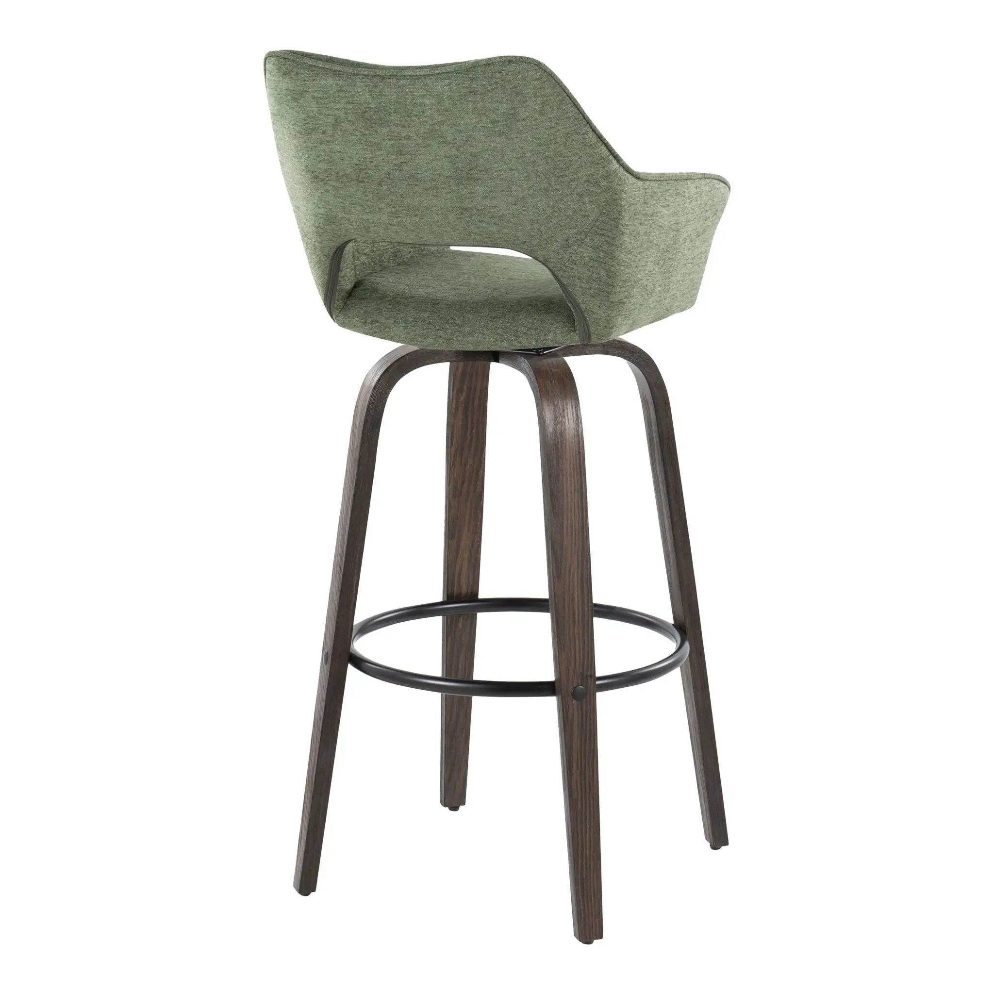Mustang - Contemporary Fixed Height Barstool With Swivel With Round Footrest (Set of 2) by HouseOfZazla