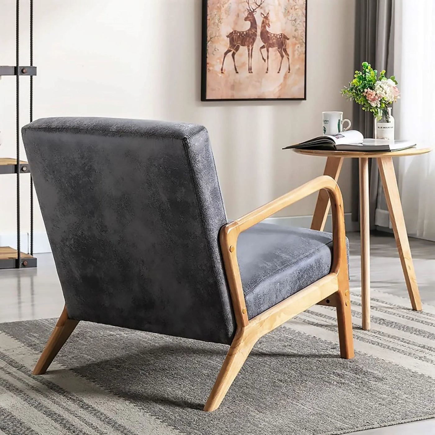 Classic Mid-Century Modern Accent Chairs, Open Framed Armchair With Cushioning by HouseOfZazla