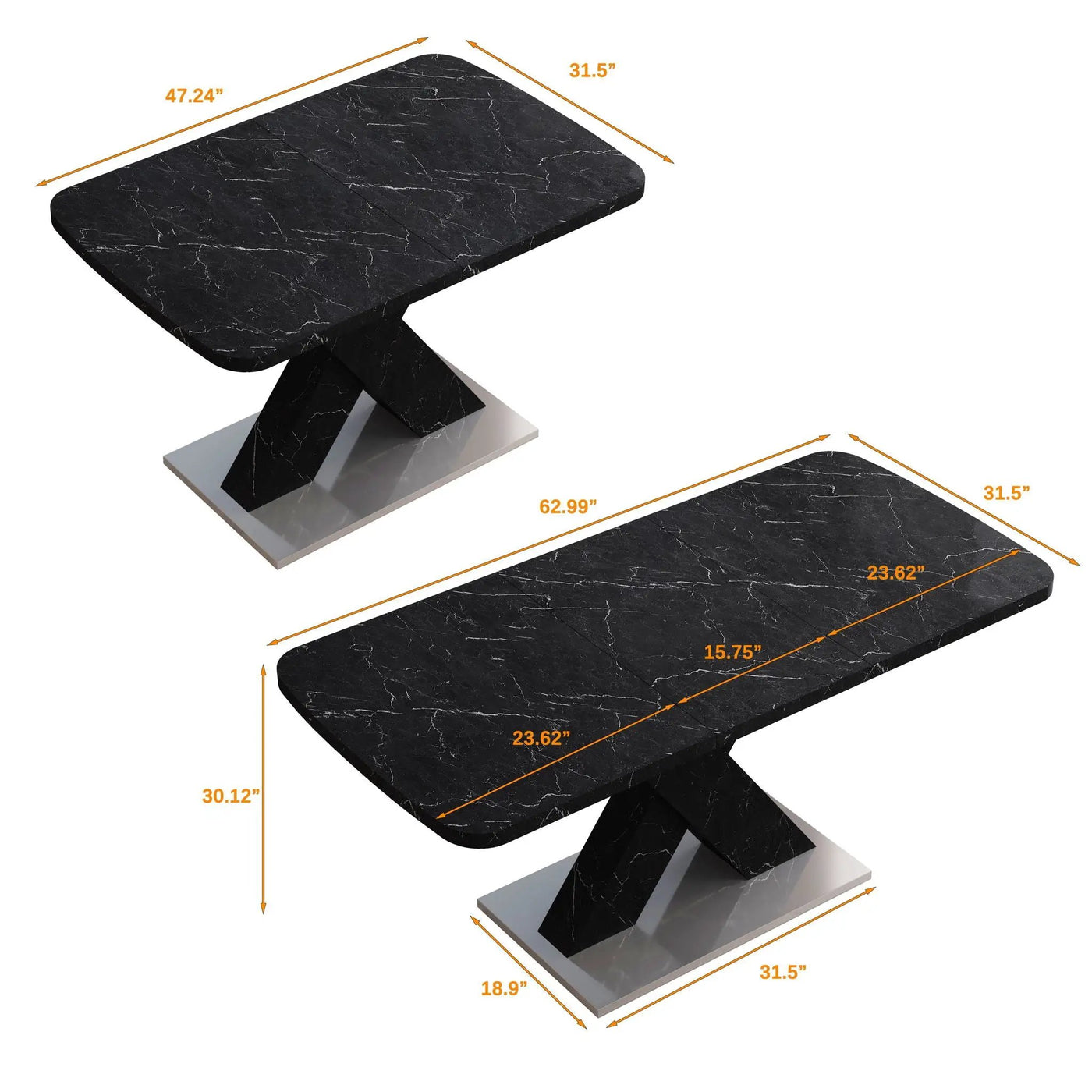 Modern Rectangle Dining Table With Stretchable TopAnd X Shape Legs by HouseOfZazla
