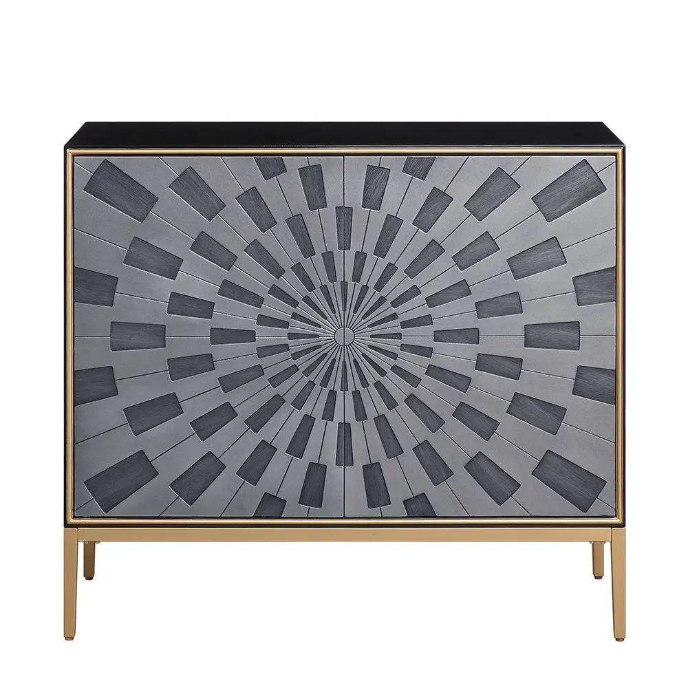 Quilla - Console Cabinet - Black, Gray & Brass by Unique Piece Furniture