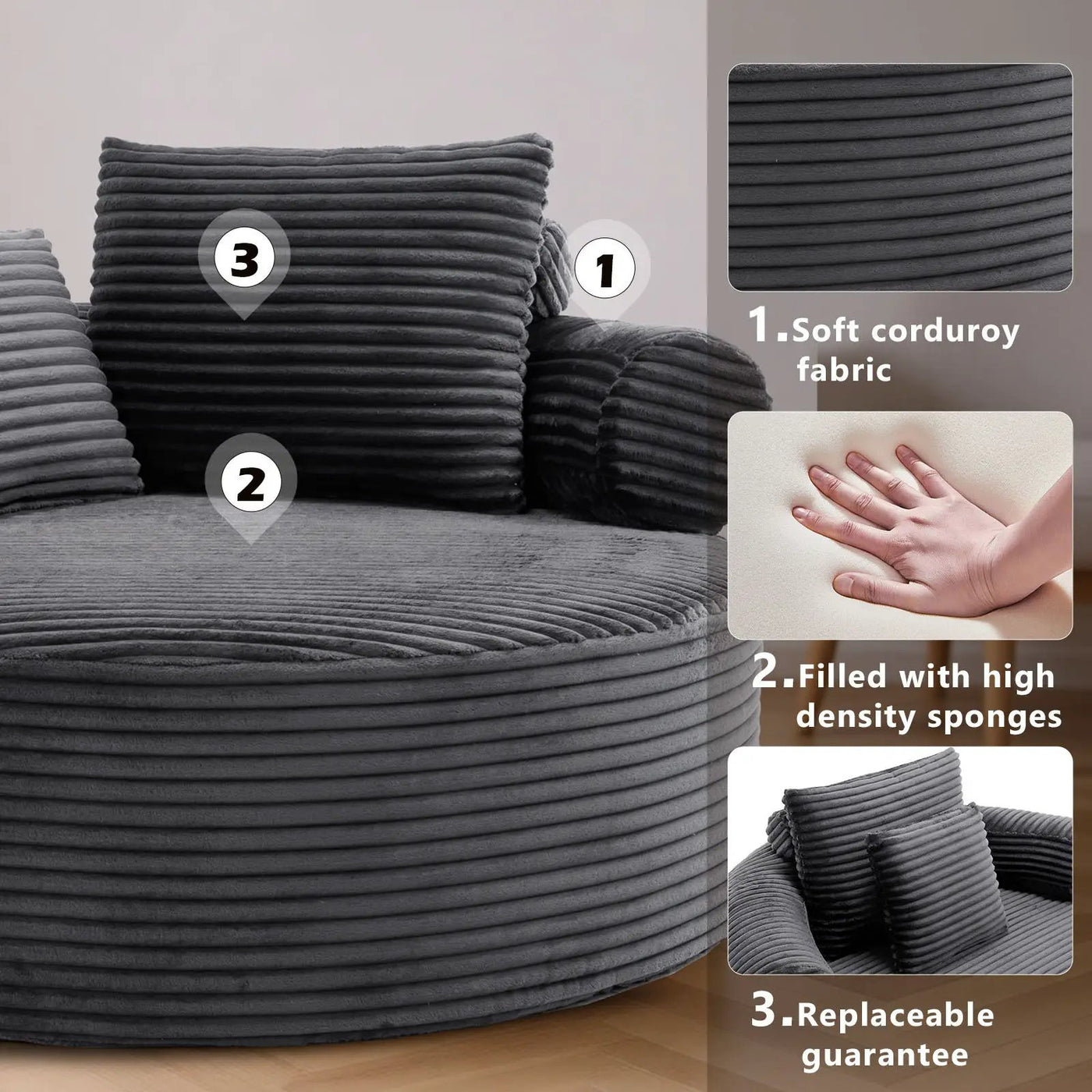 Round Sofa Bed With 3 Pillows For Living Room by HouseOfZazla