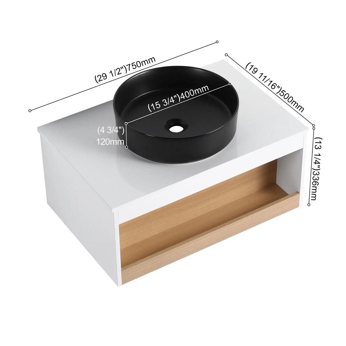 Floating Bathroom Vanity With Glossy Round Vessel Sink by Unique Piece Furniture