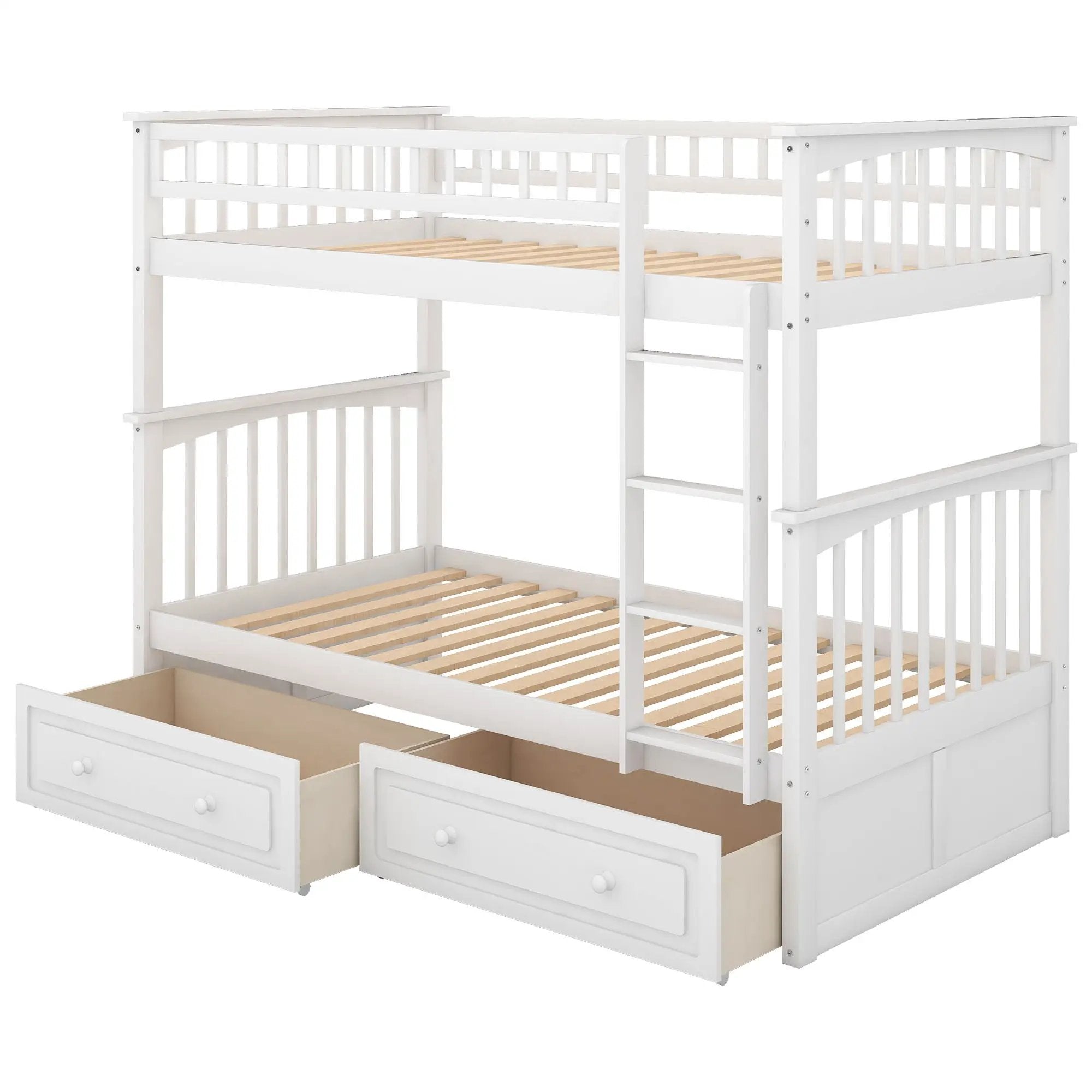 Mystrene - Twin Over Twin Bunk Bed With Drawers, Convertible Beds by Unique Piece Furniture