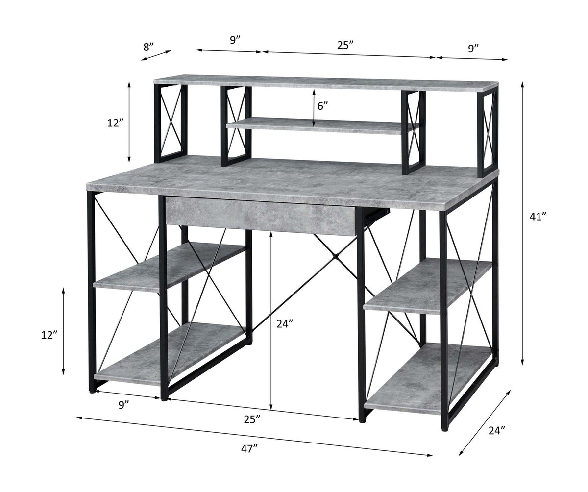 Amiel All Purpose Writing Desk with Storage - Black, Dark Gray, or White, photo 9 of 12