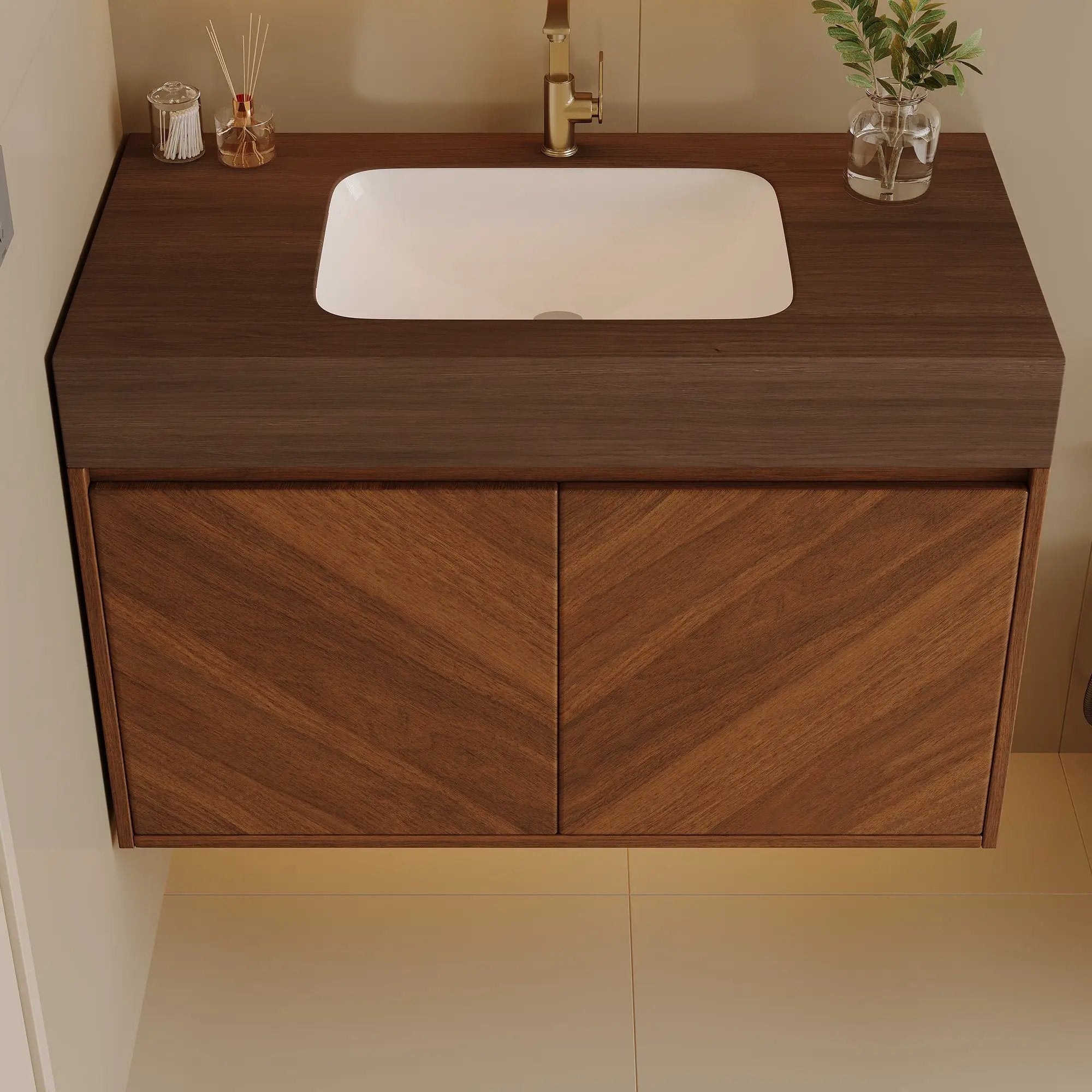 30" Modern Wall-Mounted Bathroom Vanity with Ceramic Sink by HouseOfZazla