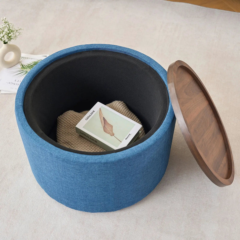 Nesting Ottomans, Round Coffee Table & Bench With Tray (Set of 2) by Unique Piece Furniture