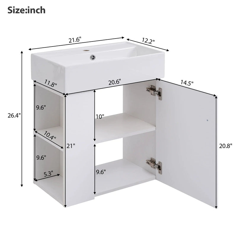 Modern Floating Bathroom Vanity With Ceramic Basin Perfect For Small Bathrooms by HouseOfZazla