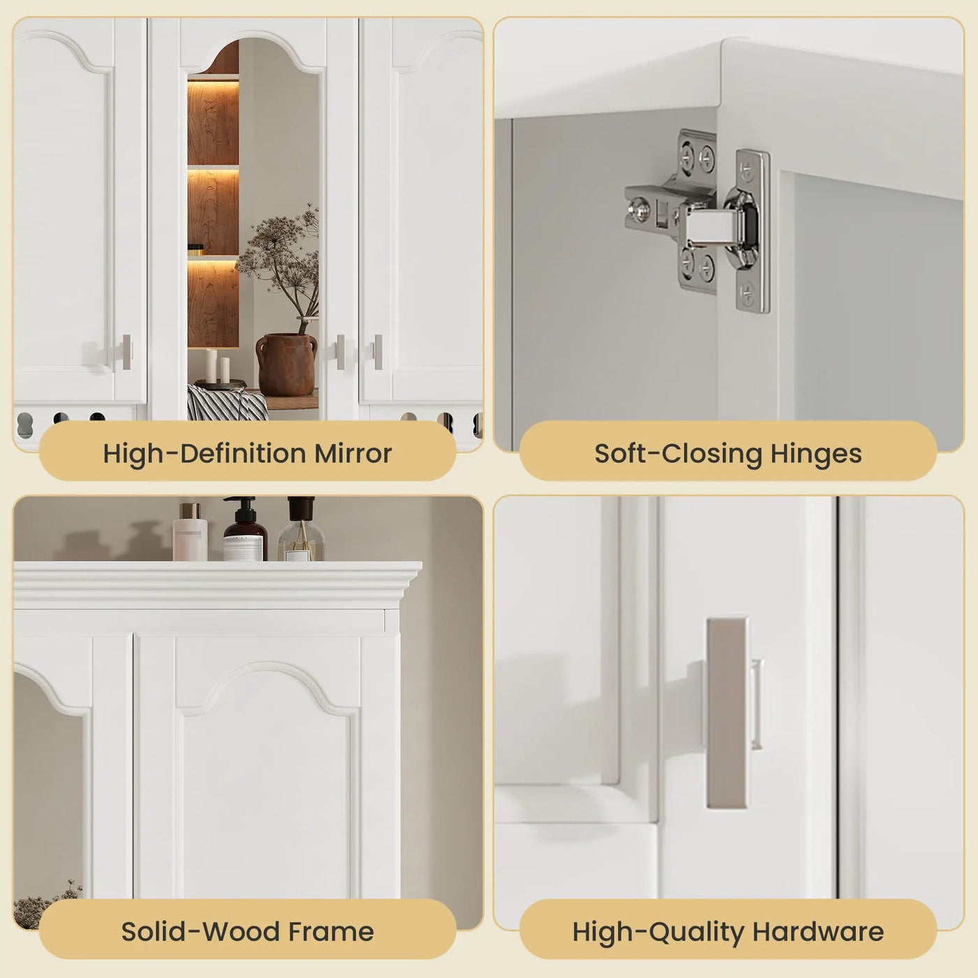 Wall Mount Mirror Cabinet With Adjustable Shelves, Soft Closing Hinges by HouseOfZazla