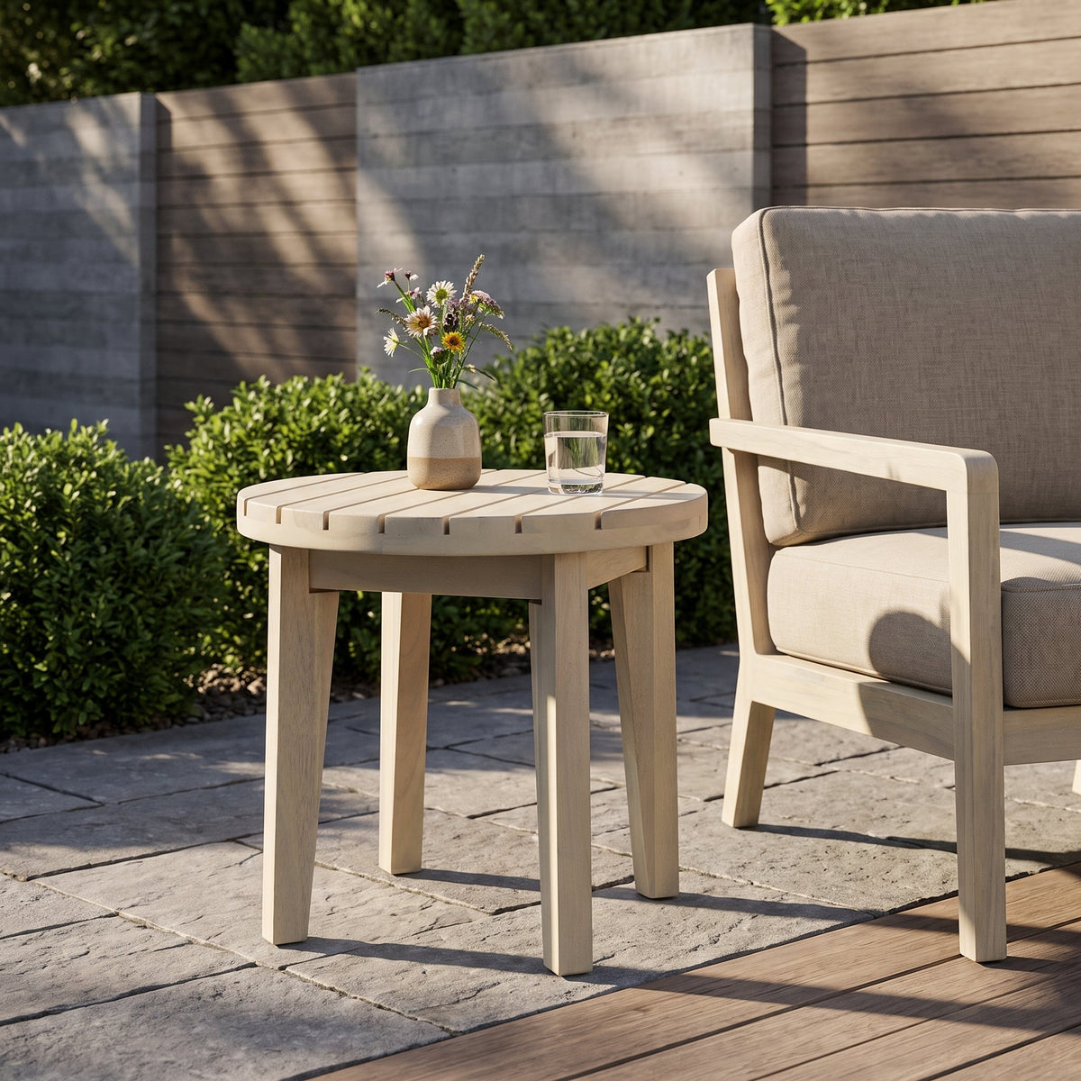 16" Square Acacia Wood Outdoor Side Table with Weather-Resistant Finish, photo 2 of 10