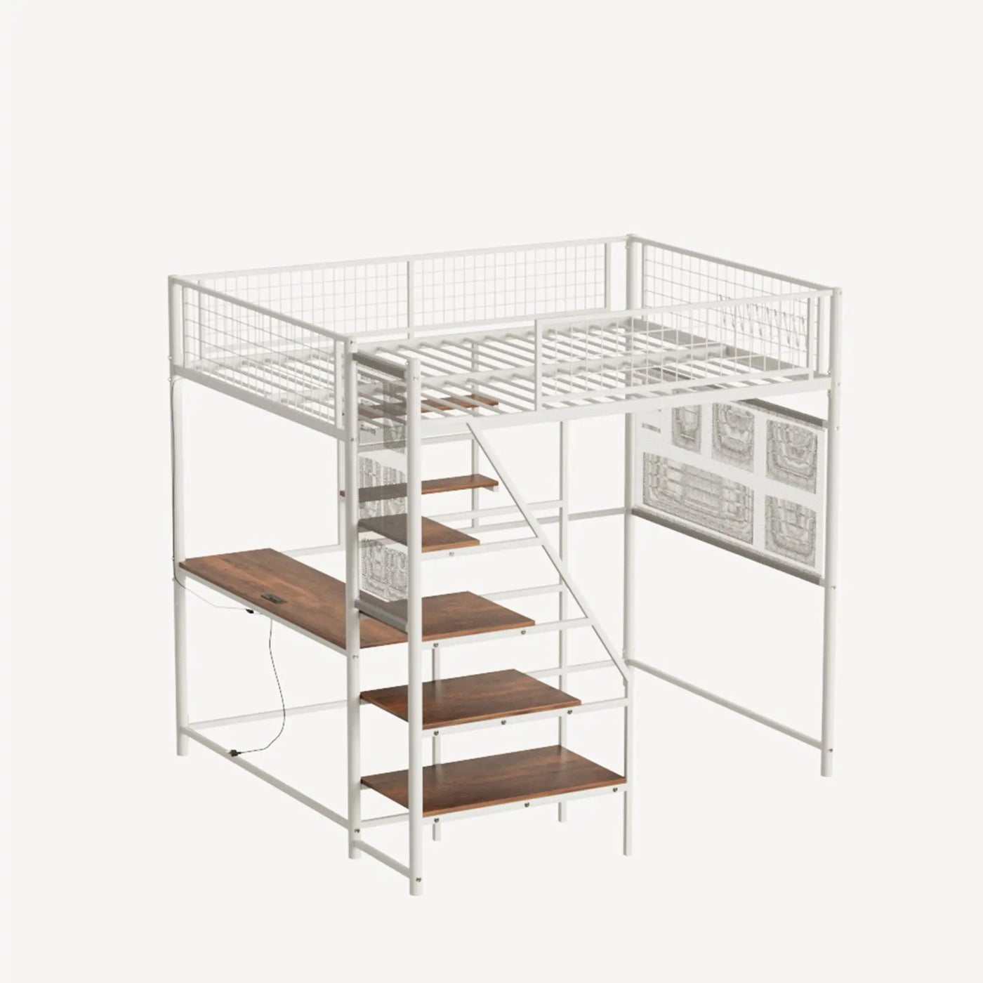 Metal Loft Bed With Built - In Charging Station And LED Light by Unique Piece Furniture