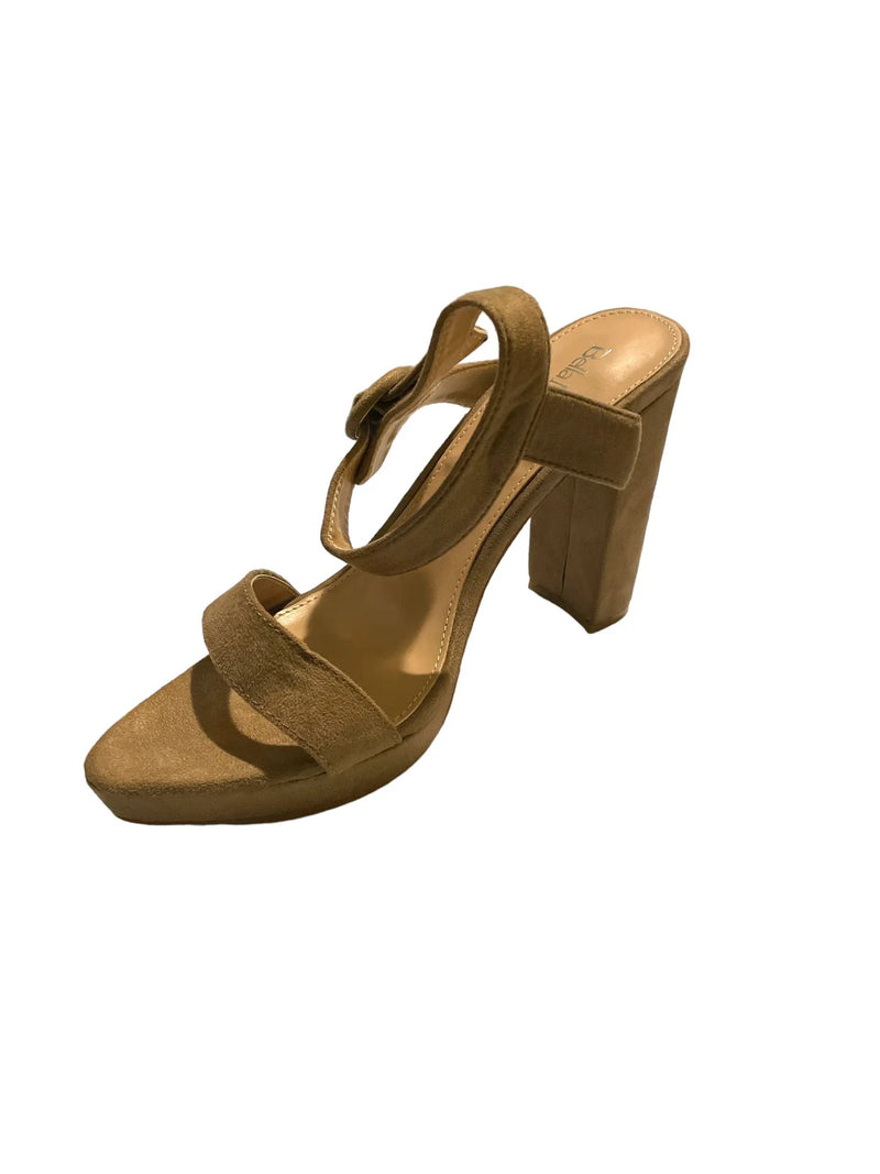 Bella Marie Women's Strappy Pump Block Taupe Suede High Heels by Selzalot