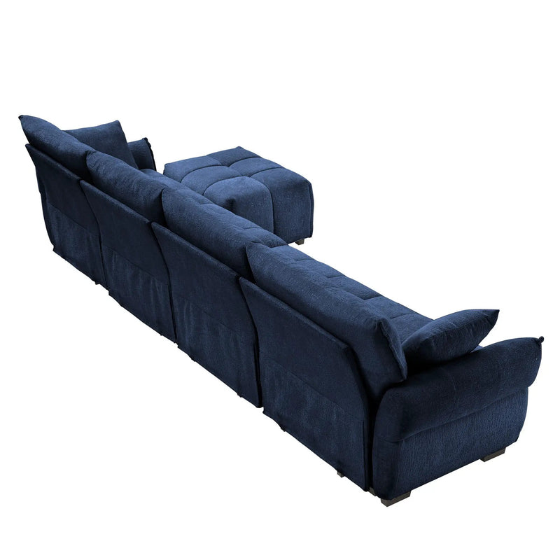 Sofa Set With Ottoman And Pillows, Textured, High Resilience Cushions by HouseOfZazla