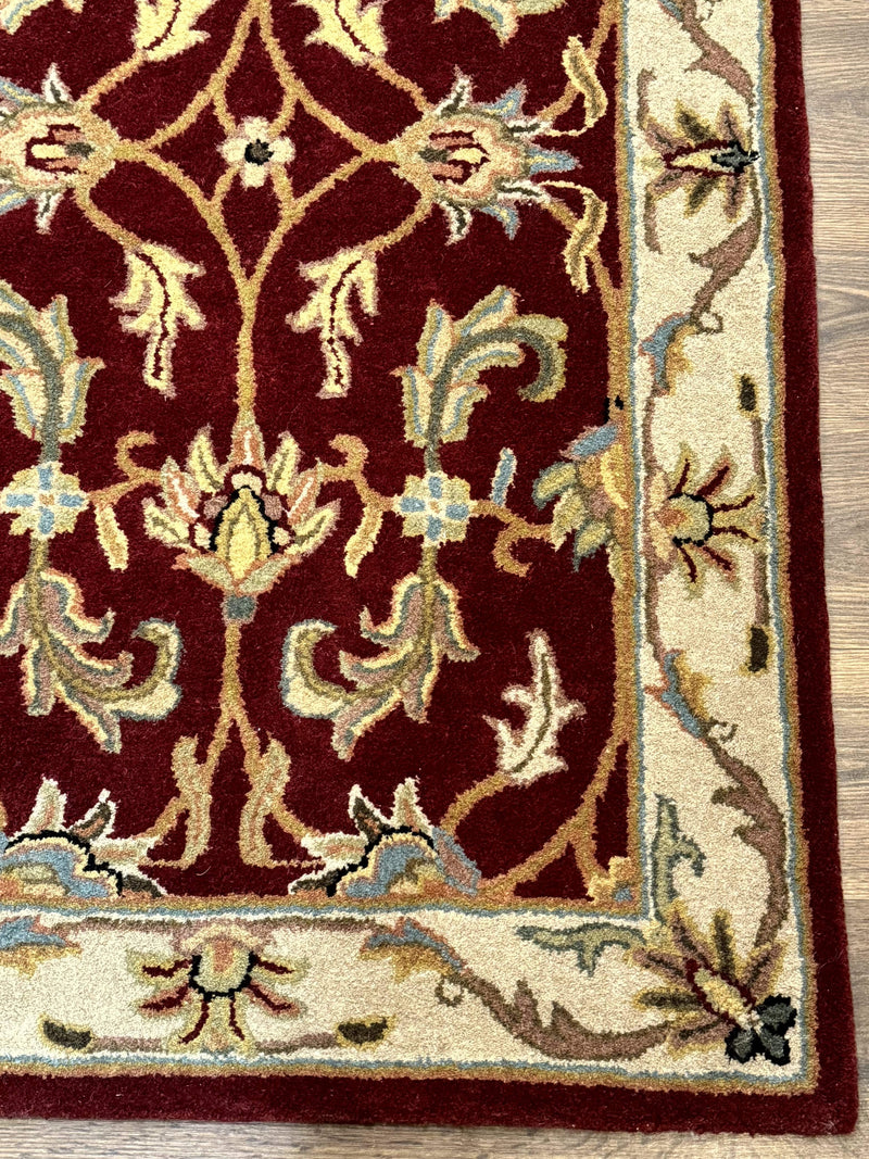 Small Floral Wool Rug 3x5, Safavieh Heritage Collection, Dark Red, Pair A by Jewel Rugs