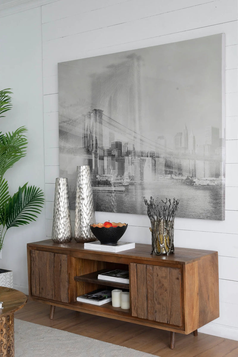 55x16x22.5" TV Cabinet With Recycled Wood 2 Door by HouseOfZazla
