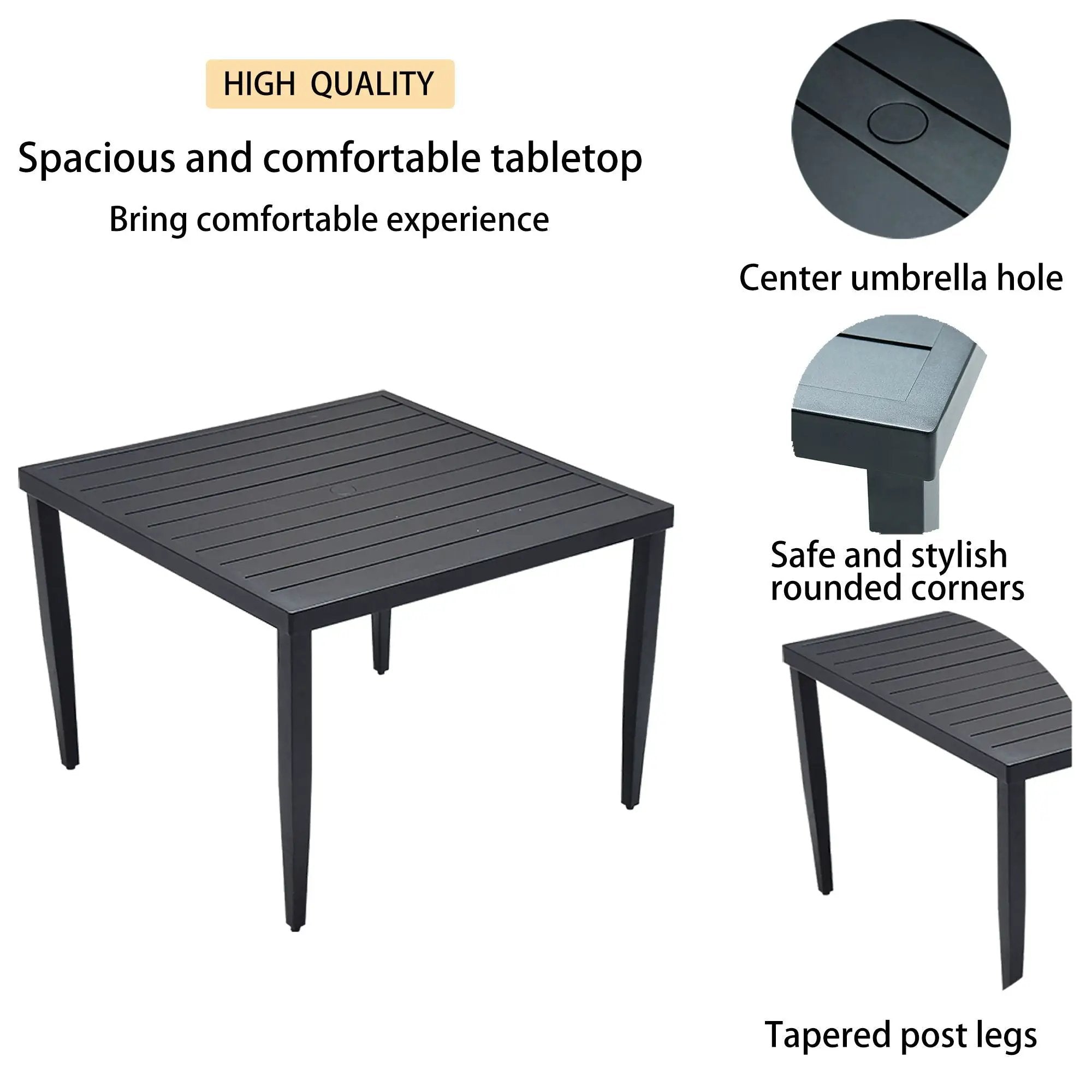 Outdoor Patio Dining Table With Tapered Feet & Umbrella Hole by HouseOfZazla