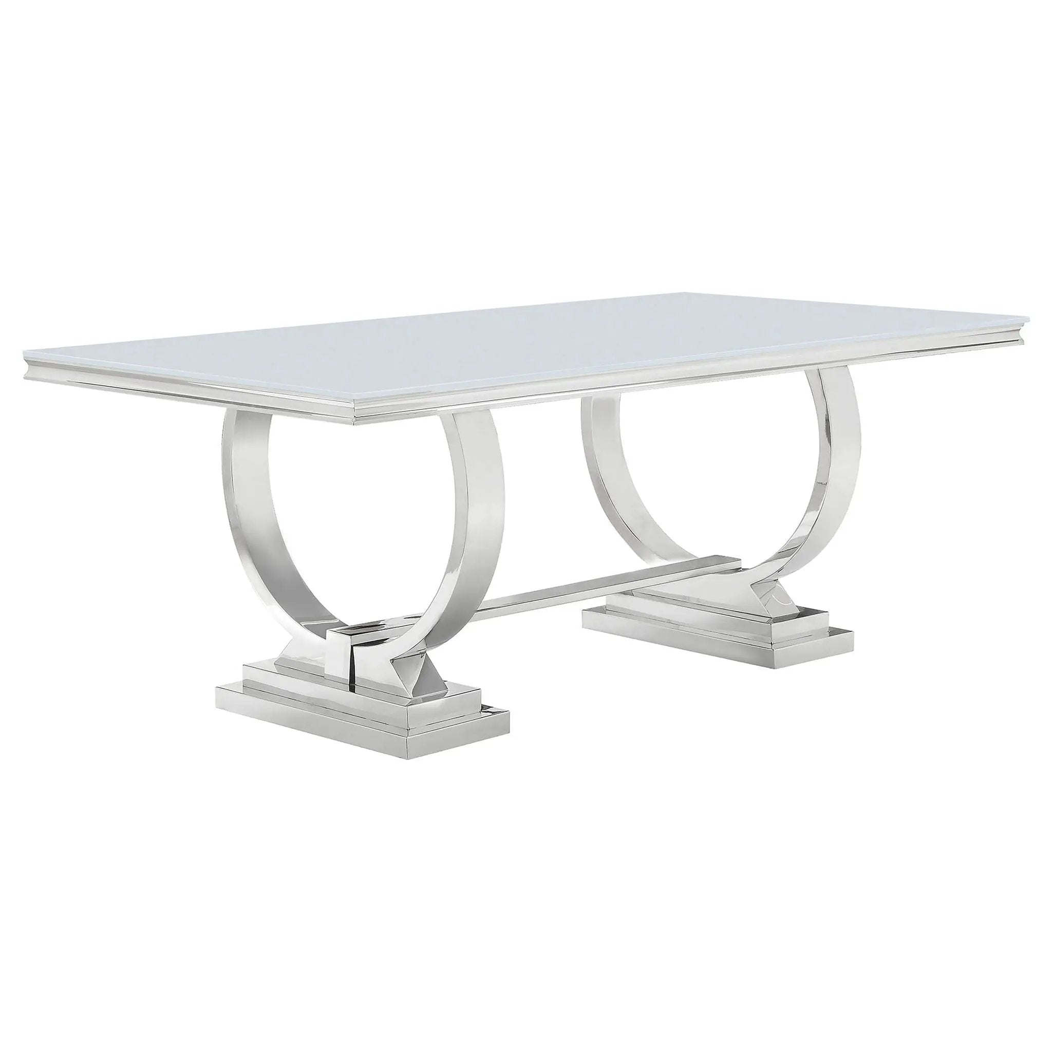 Antoine Rectangular 95-inch Glass Top Dining Table White by Unique Piece Furniture