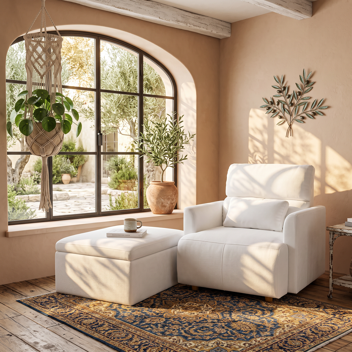 Oversized Accent Chair w/Storage Ottoman, Wide Accent Armchair Chair for Living Room, Modern Sofa Lounge Chair, Upholstered Mid-Century Reading Chair, Comfy Living Room Chair, Deep Seat Couch(White), photo 3 of 10