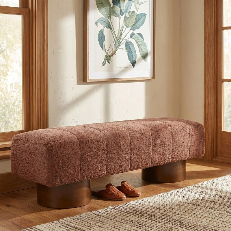Rust Red Boucle Indoor Dining Bench by HouseOfZazla