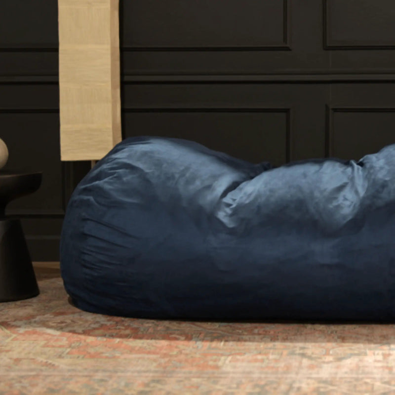 Marlin - 6.5 Foot Cylindrical Bean Bag With Removable Suede Cover - Midnight Blue by HouseOfZazla