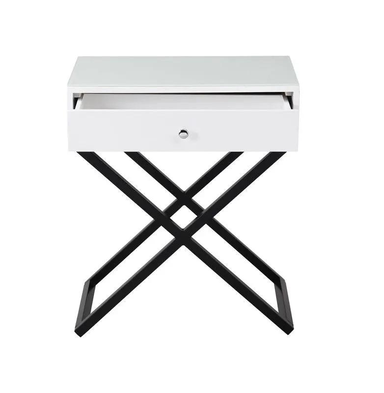 Koda - End Side Table Nightstand, Drawer And Cross Base by HouseOfZazla