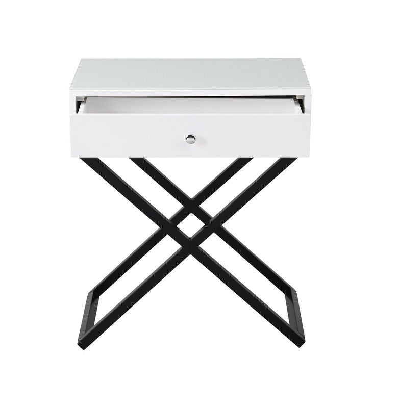 Koda End Side Table Nightstand with Drawer and Cross Base, photo 9 of 12