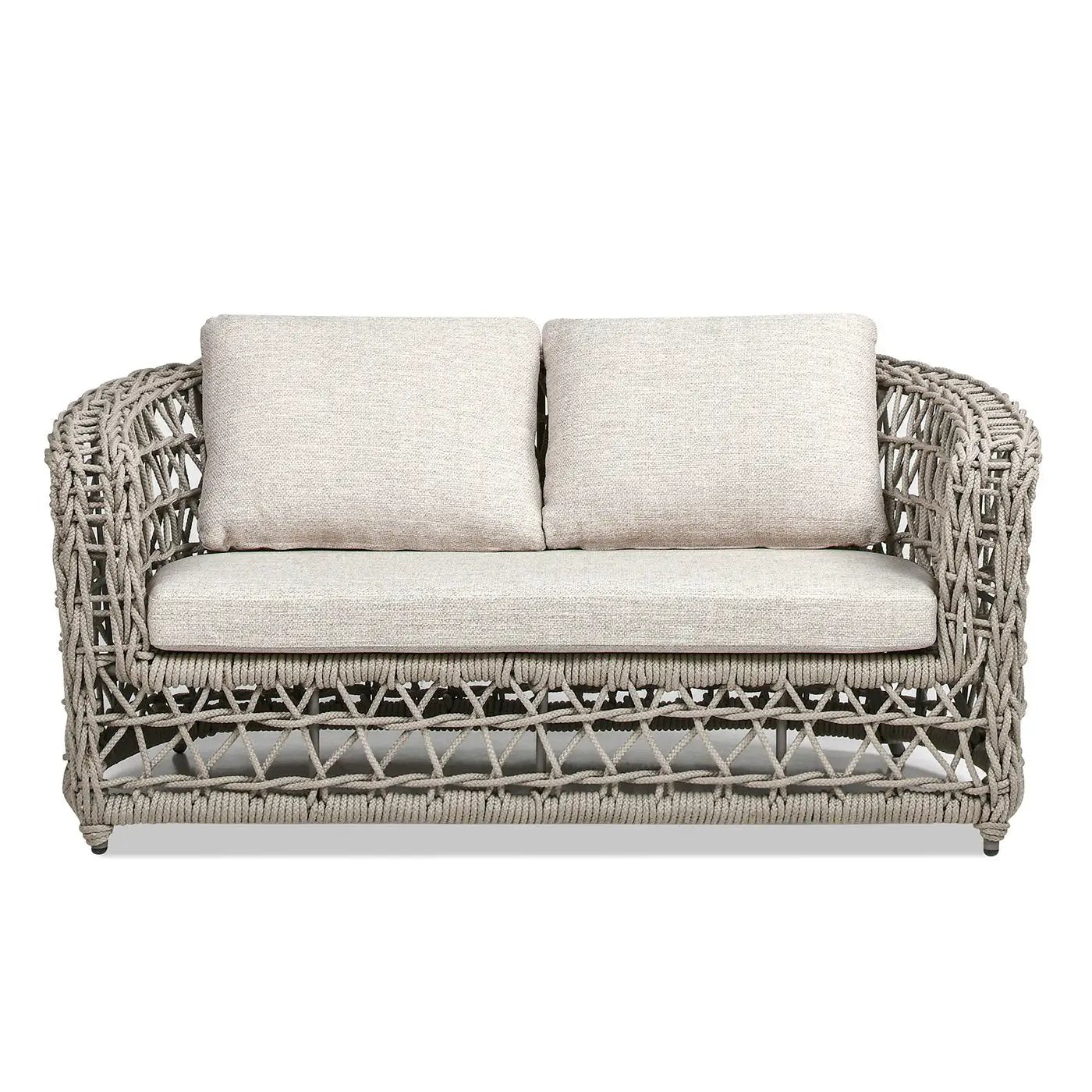 Everly - Frame Barrel Deep Seating Patio Loveseat Sofa Axroma Olefin - Oat Beige by HouseOfZazla