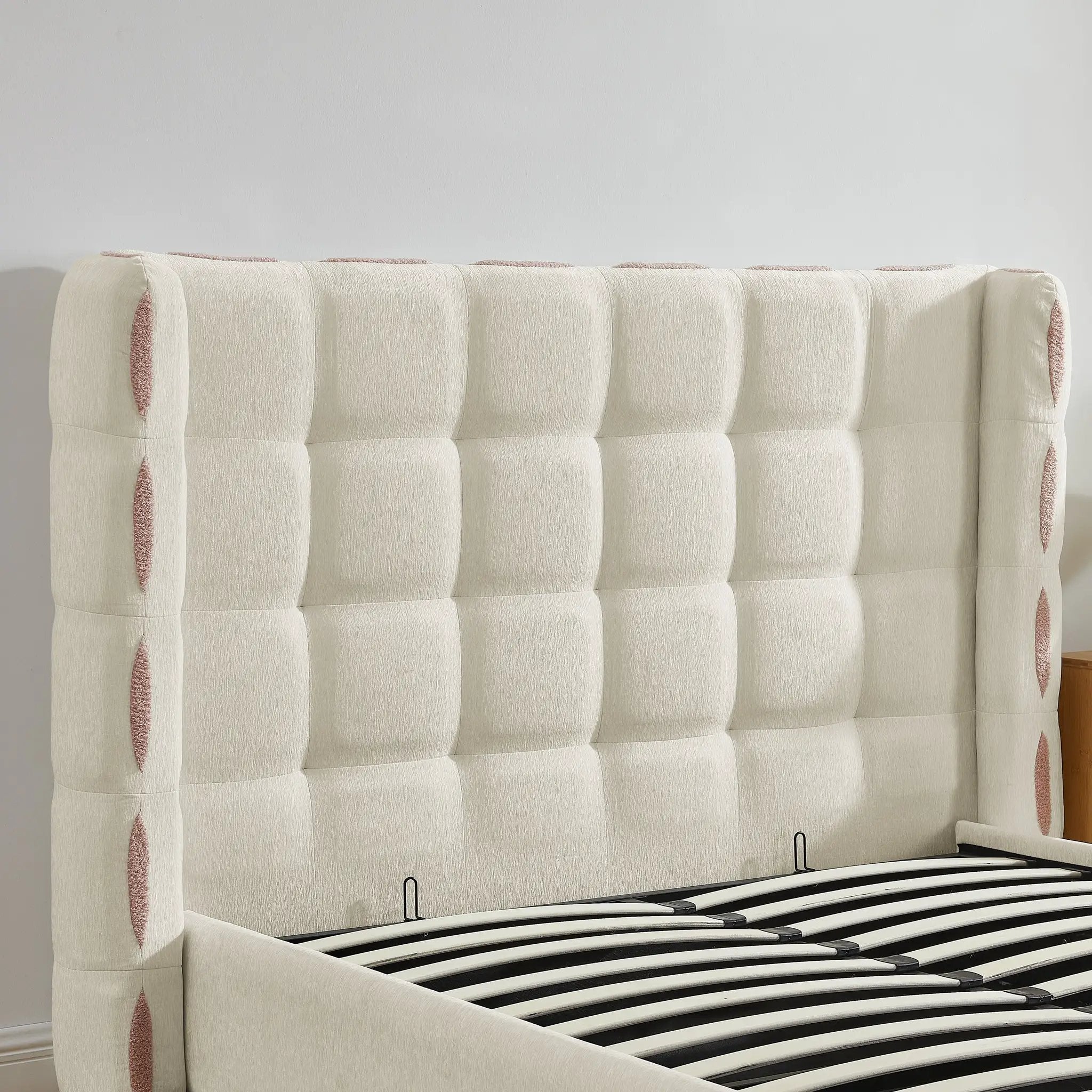 Queen Size Removable Chenille Wingback Upholstered Waffle Bed by HouseOfZazla