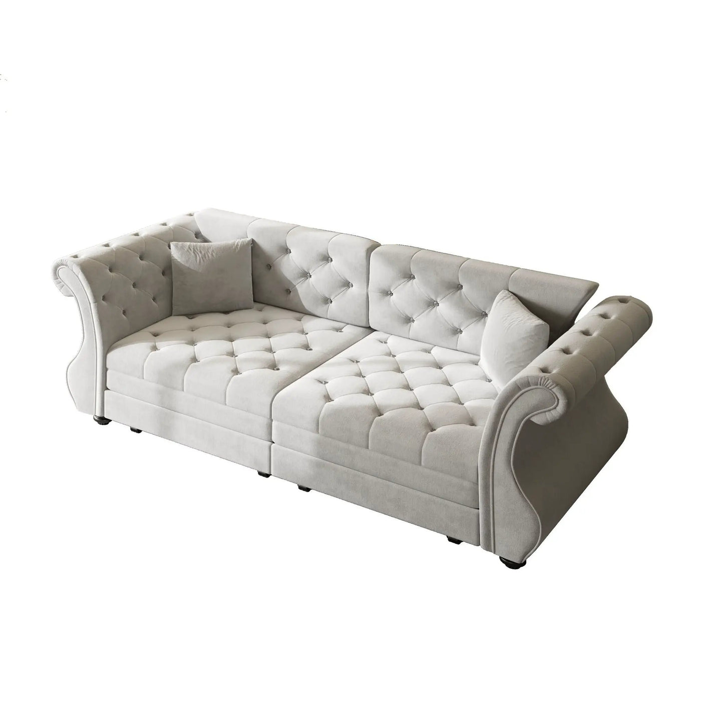 Oversized Chesterfield Pull Out Sofa Bed, Roll Arm Couch With Flower Tufting For Living Room by HouseOfZazla